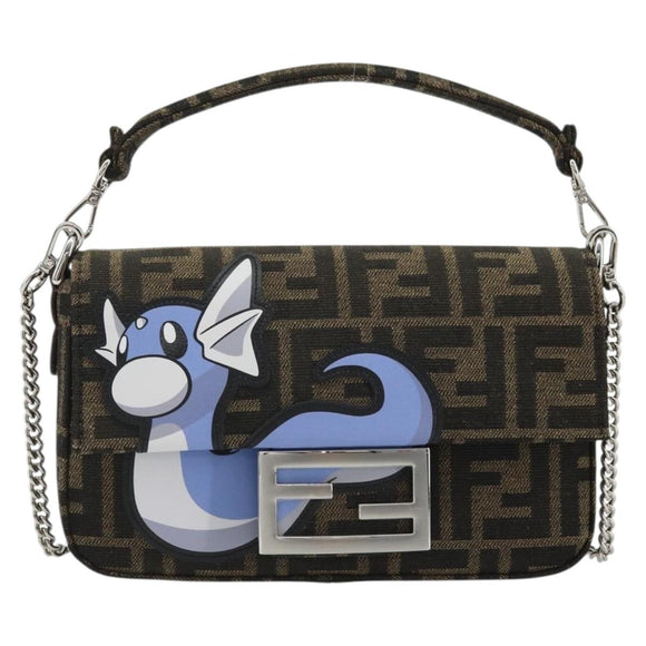 FENDI Zucca Canvas Fabric Dratini FRGMT x POKÉMON Mamma Baguette Auth 158601SM