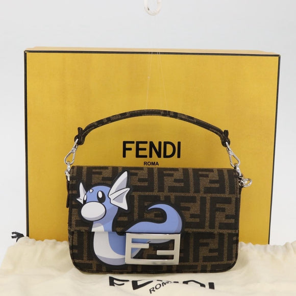 FENDI Zucca Canvas Fabric Dratini FRGMT x POKÉMON Mamma Baguette Auth 158601SM