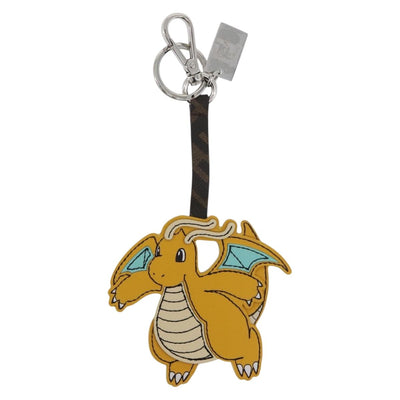 FENDI x FRGMT x POKÉMON Dragonite Bag Charm Leather Yellow Silver Auth 158603SM
