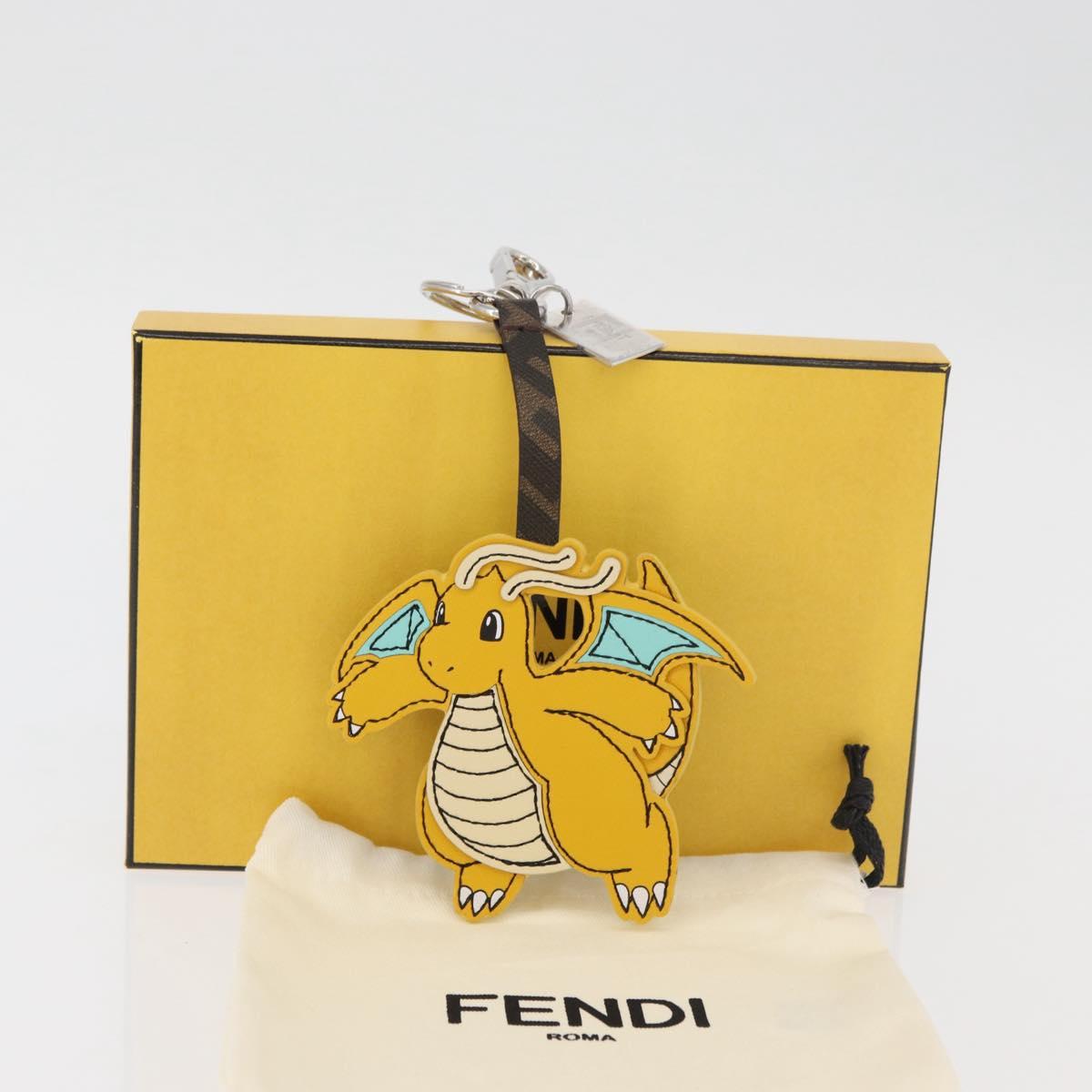 FENDI x FRGMT x POKÉMON Dragonite Bag Charm Leather Yellow Silver