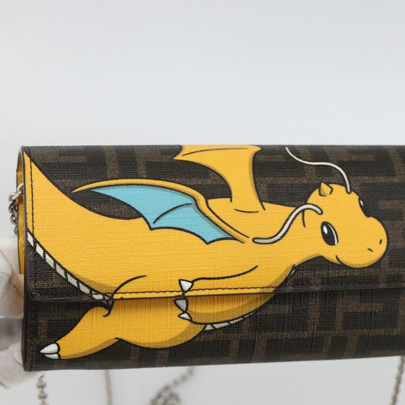 FENDI ZUCCA Canvas Chain Wallet FF Fabric Kairyu FRGMT x POKÉMON Auth 158606SM