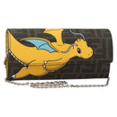 FENDI ZUCCA Canvas Chain Wallet FF Fabric Kairyu FRGMT x POKÉMON Auth 158606SM-1