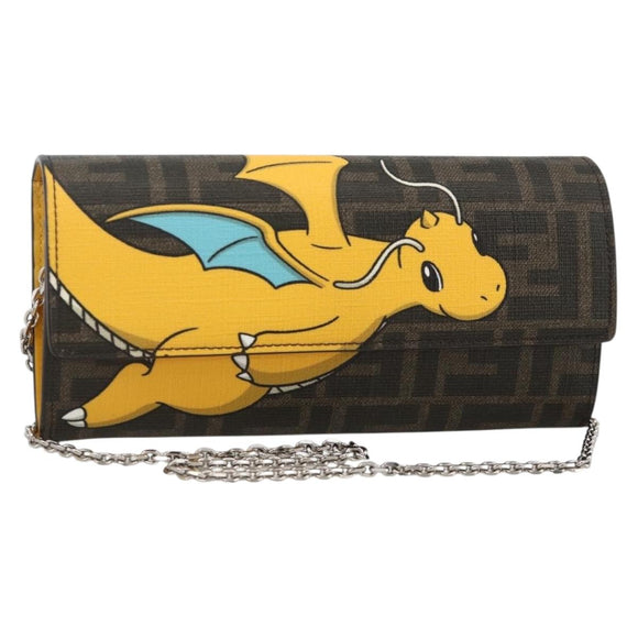 FENDI ZUCCA Canvas Chain Wallet FF Fabric Kairyu FRGMT x POKÉMON Auth 158606SM