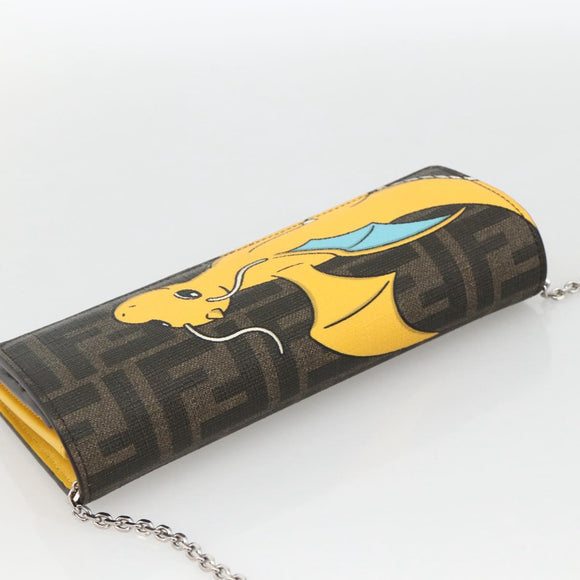 FENDI ZUCCA Canvas Chain Wallet FF Fabric Kairyu FRGMT x POKÉMON Auth 158606SM