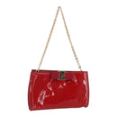 Salvatore Ferragamo Chain Accessory Pouch Patent leather Red Gold Auth 158654-1
