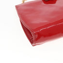 Salvatore Ferragamo Chain Accessory Pouch Patent leather Red Gold Auth 158654-11