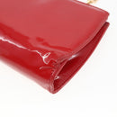 Salvatore Ferragamo Chain Accessory Pouch Patent leather Red Gold Auth 158654-12