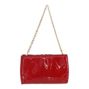 Salvatore Ferragamo Chain Accessory Pouch Patent leather Red Gold Auth 158654-3