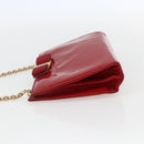 Salvatore Ferragamo Chain Accessory Pouch Patent leather Red Gold Auth 158654-4