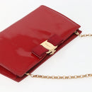 Salvatore Ferragamo Chain Accessory Pouch Patent leather Red Gold Auth 158654-6