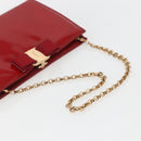 Salvatore Ferragamo Chain Accessory Pouch Patent leather Red Gold Auth 158654-7