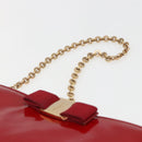 Salvatore Ferragamo Chain Accessory Pouch Patent leather Red Gold Auth 158654-8