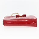 Salvatore Ferragamo Chain Accessory Pouch Patent leather Red Gold Auth 158654-9