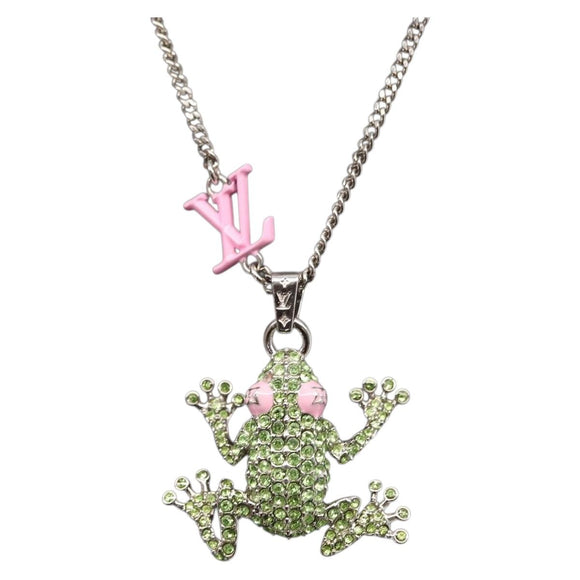 LOUIS VUITTON Collier LV Crazy Animals Necklace metal Green MP3390 Auth 158659M
