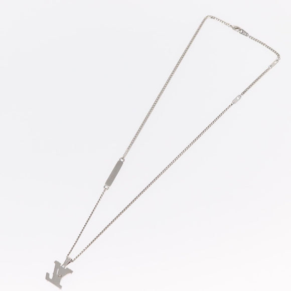 LOUIS VUITTON Pendant Monogram Chain Necklace metal Blue M01507 LV Auth 158660M