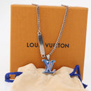 LOUIS VUITTON Pendant Monogram Chain Necklace metal Blue M01507 LV Auth 158660M-12