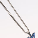 LOUIS VUITTON Pendant Monogram Chain Necklace metal Blue M01507 LV Auth 158660M-4