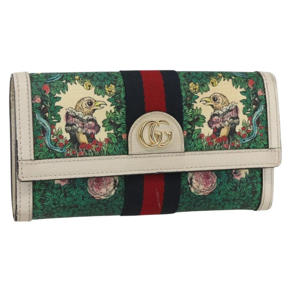 GUCCI GG Marmont Sherry Line Yuko Higuchi Wallet PVC Green 523153 Auth 158662SAM