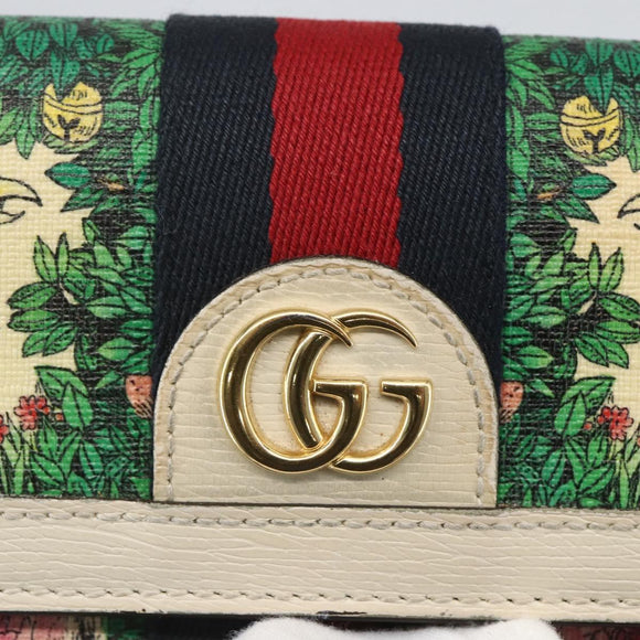 GUCCI GG Marmont Sherry Line Yuko Higuchi Wallet PVC Green 523153 Auth 158662SAM