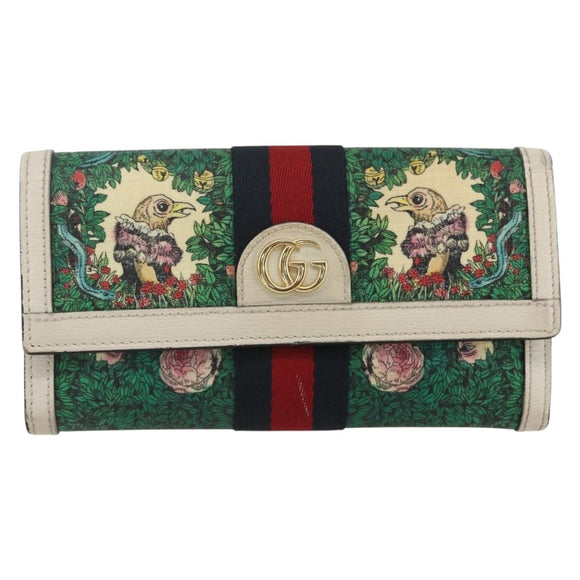 GUCCI GG Marmont Sherry Line Yuko Higuchi Wallet PVC Green 523153 Auth 158662SAM