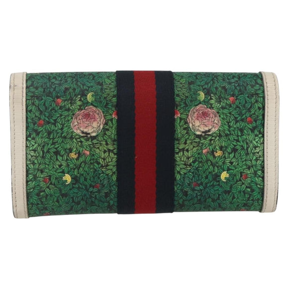 GUCCI GG Marmont Sherry Line Yuko Higuchi Wallet PVC Green 523153 Auth 158662SAM
