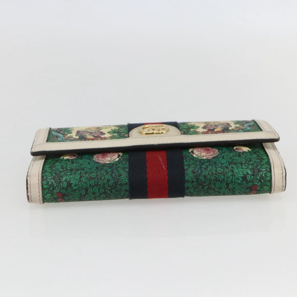 GUCCI GG Marmont Sherry Line Yuko Higuchi Wallet PVC Green 523153 Auth 158662SAM