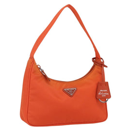 PRADA Accessory Pouch Nylon Orange Silver Auth 158663V
