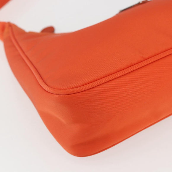 PRADA Accessory Pouch Nylon Orange Silver Auth 158663V