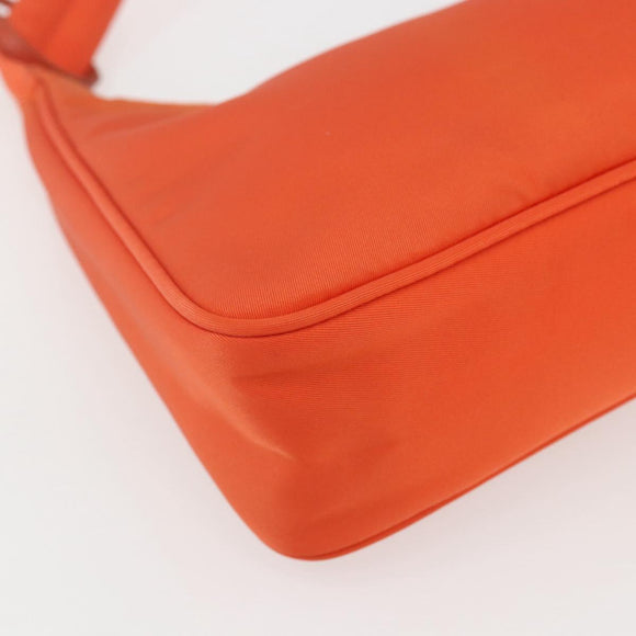 PRADA Accessory Pouch Nylon Orange Silver Auth 158663V