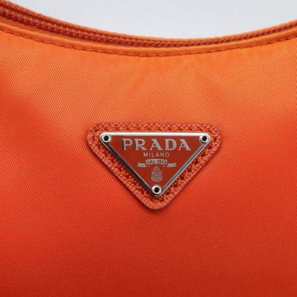 PRADA Accessory Pouch Nylon Orange Silver Auth 158663V