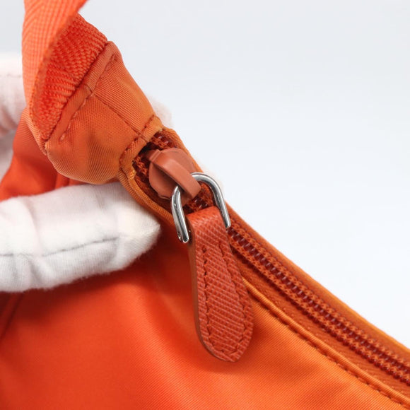 PRADA Accessory Pouch Nylon Orange Silver Auth 158663V