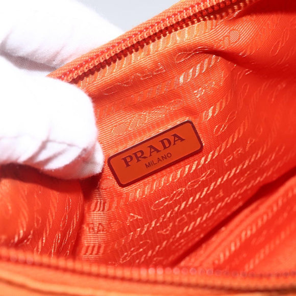 PRADA Accessory Pouch Nylon Orange Silver Auth 158663V