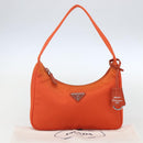PRADA Accessory Pouch Nylon Orange Silver Auth 158663V-12