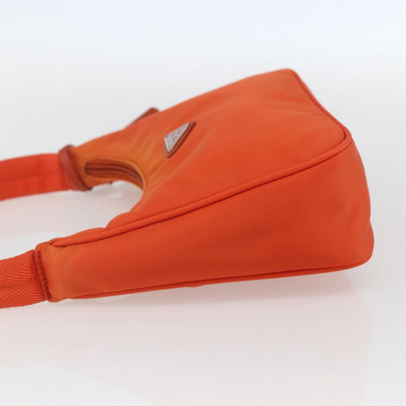 PRADA Accessory Pouch Nylon Orange Silver Auth 158663V