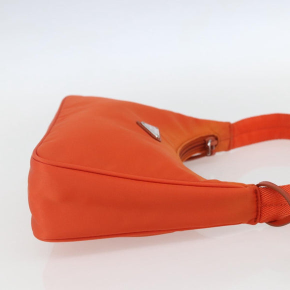 PRADA Accessory Pouch Nylon Orange Silver Auth 158663V