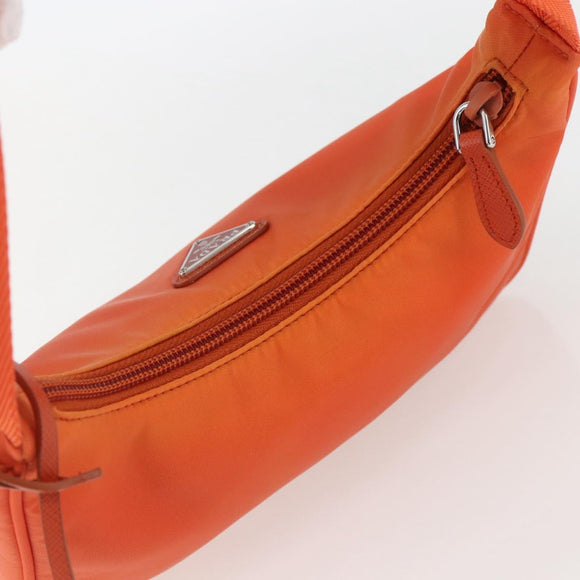 PRADA Accessory Pouch Nylon Orange Silver Auth 158663V