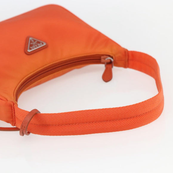 PRADA Accessory Pouch Nylon Orange Silver Auth 158663V