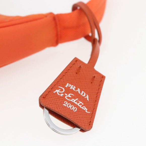 PRADA Accessory Pouch Nylon Orange Silver Auth 158663V
