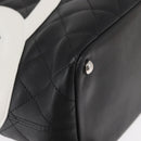 CHANEL Cambon Line Tote Bag Leather Black Silver CC Auth 158676SAM-15