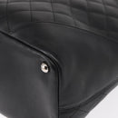 CHANEL Cambon Line Tote Bag Leather Black Silver CC Auth 158676SAM-16