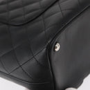 CHANEL Cambon Line Tote Bag Leather Black Silver CC Auth 158676SAM-17