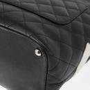 CHANEL Cambon Line Tote Bag Leather Black Silver CC Auth 158676SAM-18