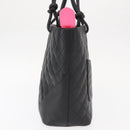 CHANEL Cambon Line Tote Bag Leather Black Silver CC Auth 158676SAM-3