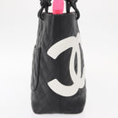 CHANEL Cambon Line Tote Bag Leather Black Silver CC Auth 158676SAM-4