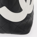 CHANEL Cambon Line Tote Bag Leather Black Silver CC Auth 158676SAM-5