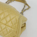 CHANEL Mademoiselle Chain Shoulder Bag Calf Skin Yellow Silver CC Auth 158678V-10