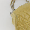 CHANEL Mademoiselle Chain Shoulder Bag Calf Skin Yellow Silver CC Auth 158678V-11