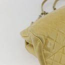 CHANEL Mademoiselle Chain Shoulder Bag Calf Skin Yellow Silver CC Auth 158678V-13