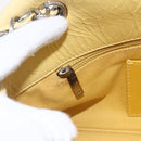 CHANEL Mademoiselle Chain Shoulder Bag Calf Skin Yellow Silver CC Auth 158678V-16