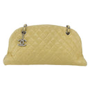 CHANEL Mademoiselle Chain Shoulder Bag Calf Skin Yellow Silver CC Auth 158678V-2